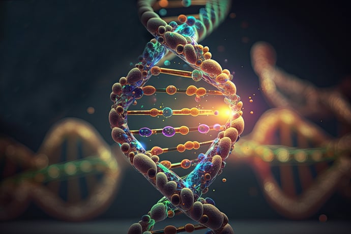 79. Abstract DNA helix strand. Scientific concept of genetics
