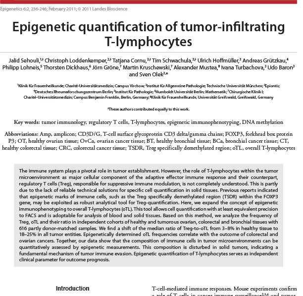 Epigenetic quantification of tumor-infiltrating T-lymphocytes